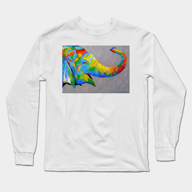 Smiling elephant Long Sleeve T-Shirt by OLHADARCHUKART